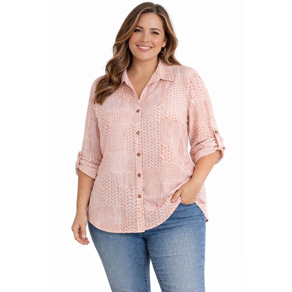 Chico's No Iron Cotton Shirt Size 3 (16) Peach EUC